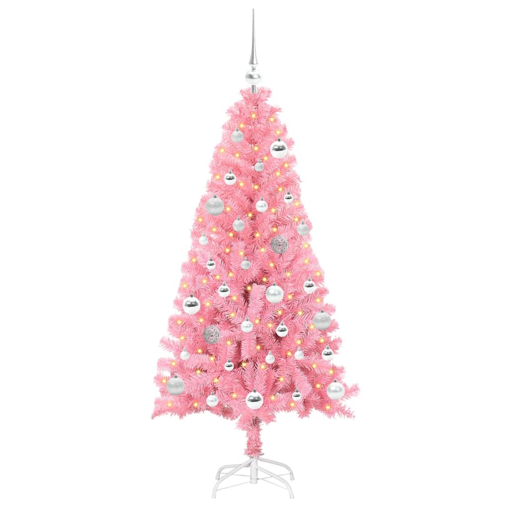 Weihnachtsbaum mit 150 LEDs mit Ständer Rosa 150 cm PVC