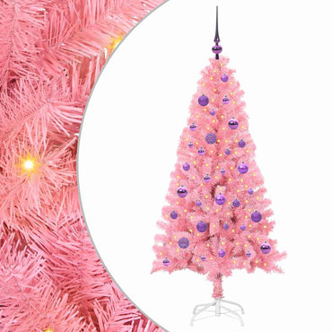 vidaXL Sapin de Noël avec 150 LED et support Rose 150 cm PVC