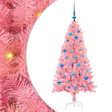 vidaXL Sapin de Noël avec 150 LED et support Rose 150 cm PVC