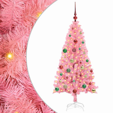 vidaXL Sapin de Noël avec 150 LED et support Rose 150 cm PVC