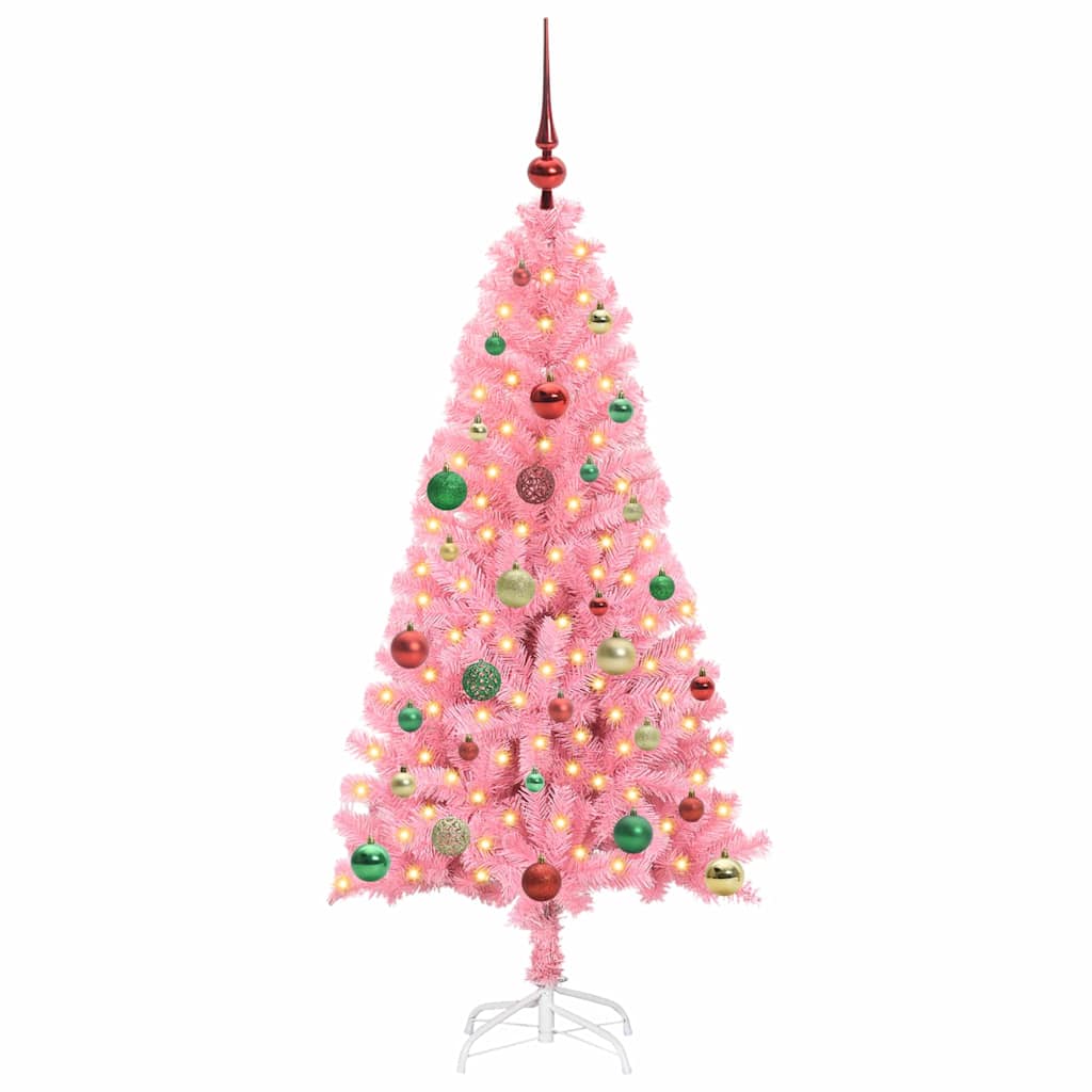 vidaXL Sapin de Noël avec 150 LED et support Rose 150 cm PVC