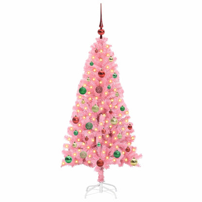 vidaXL Sapin de Noël avec 150 LED et support Rose 150 cm PVC