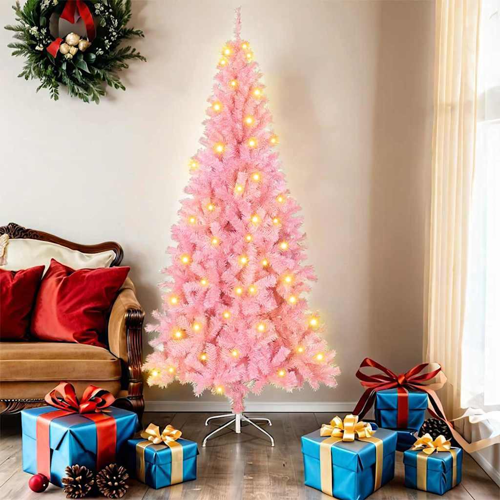 vidaXL Weihnachtsbaum mit 300 LEDs mit Ständer Rosa 180 cm PVC