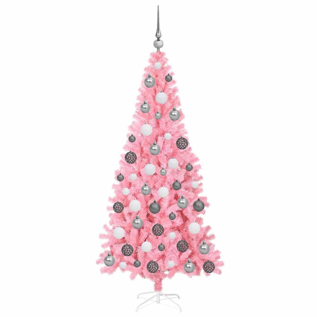 vidaXL Weihnachtsbaum mit 300 LEDs mit Ständer Rosa 180 cm PVC