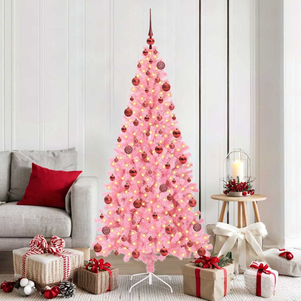 vidaXL Weihnachtsbaum mit 300 LEDs mit Ständer Rosa 180 cm PVC