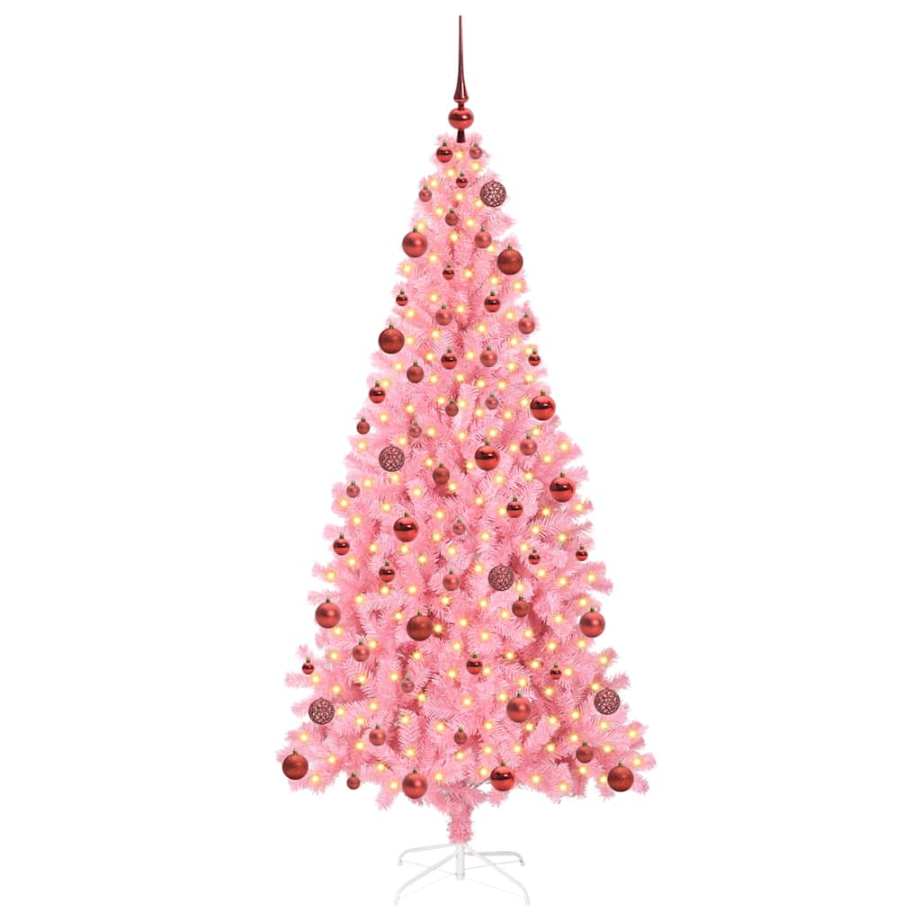 vidaXL Weihnachtsbaum mit 300 LEDs mit Ständer Rosa 180 cm PVC