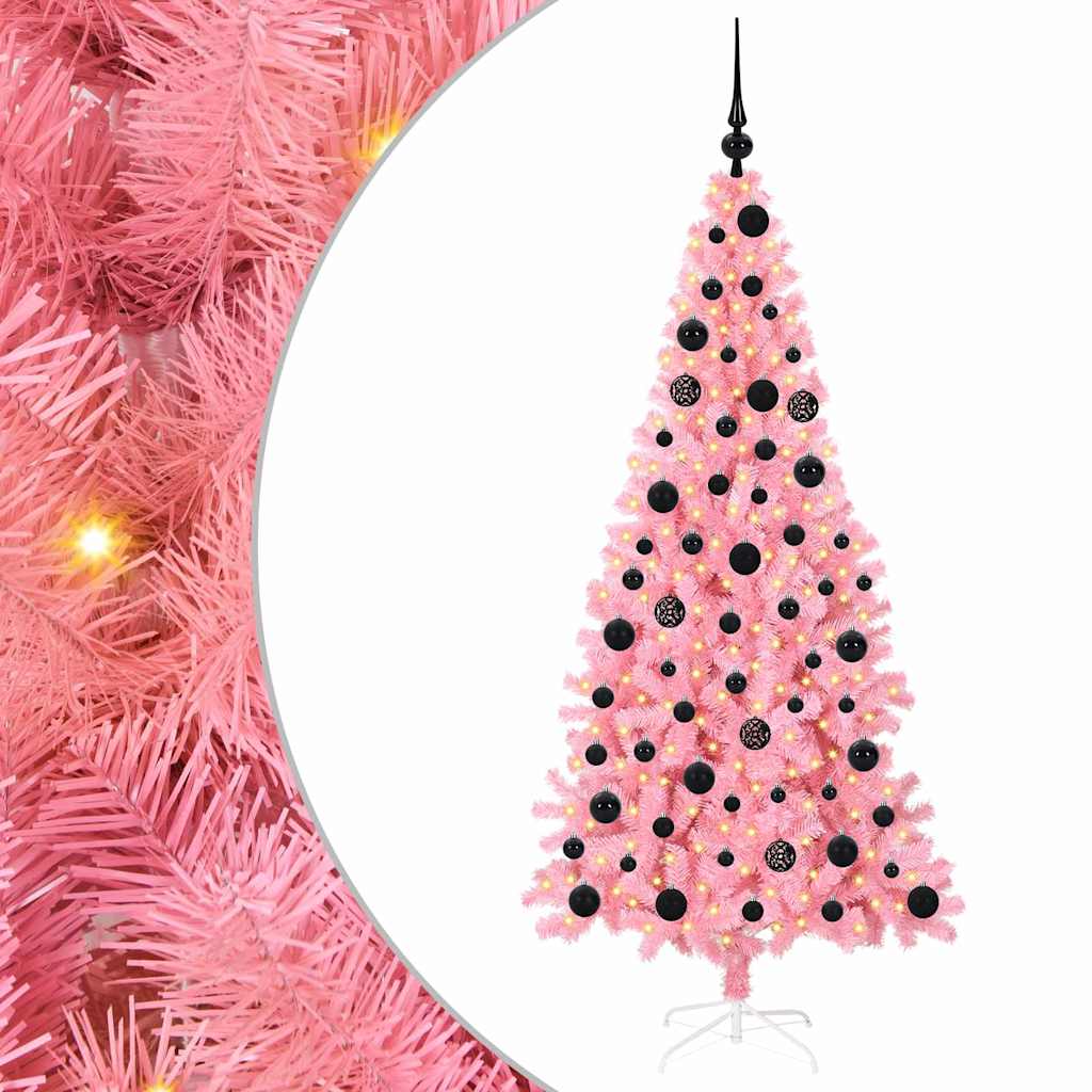 Weihnachtsbaum mit 300 LEDs mit Ständer Rosa 180 cm PVC