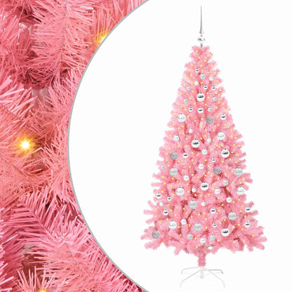 Weihnachtsbaum mit 300 LEDs mit Ständer Rosa 180 cm PVC