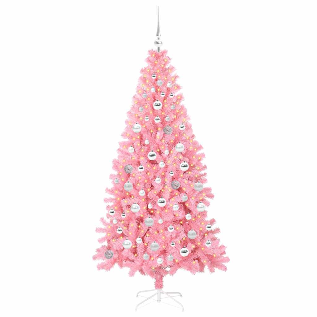 Weihnachtsbaum mit 300 LEDs mit Ständer Rosa 180 cm PVC