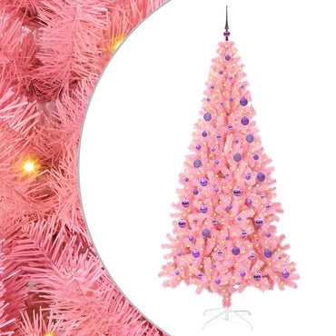 vidaXL Weihnachtsbaum mit 300 LEDs mit Ständer Rosa 180 cm PVC