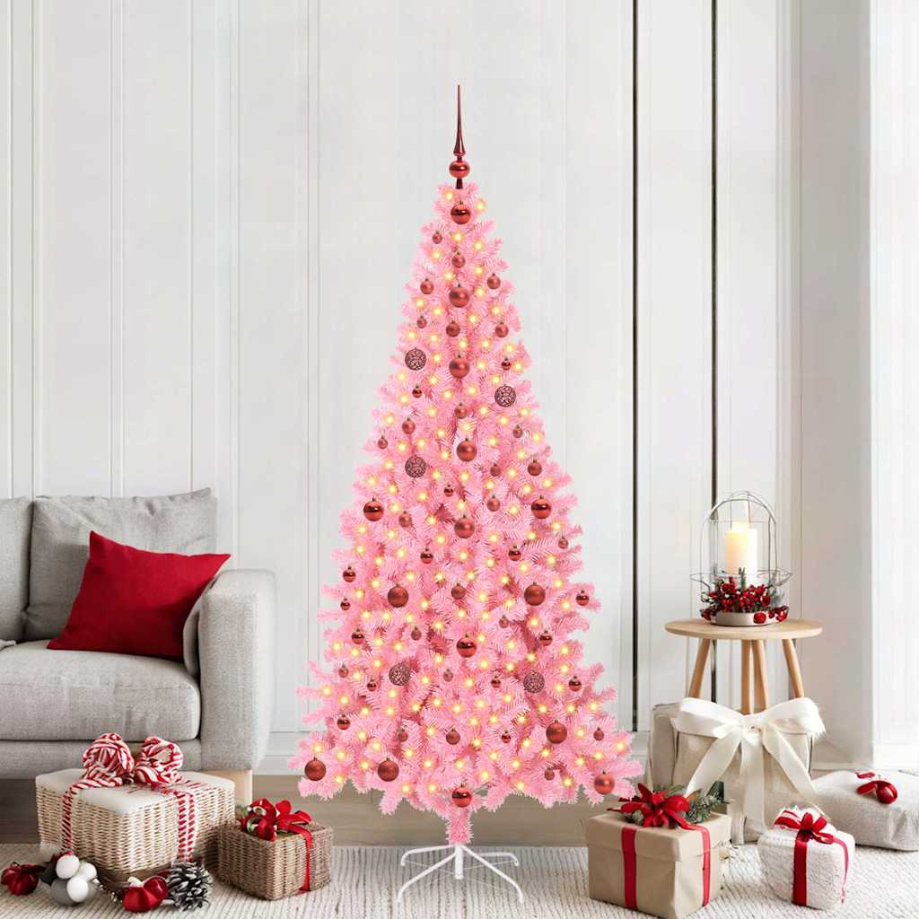 Weihnachtsbaum mit 300 LEDs mit Ständer Rosa 210 cm PVC