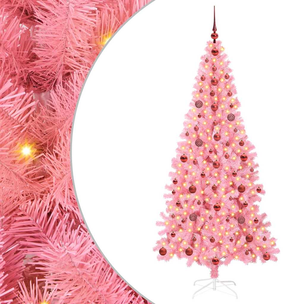 Weihnachtsbaum mit 300 LEDs mit Ständer Rosa 210 cm PVC