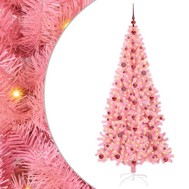 vidaXL Weihnachtsbaum mit 300 LEDs mit Ständer Rosa 210 cm PVC
