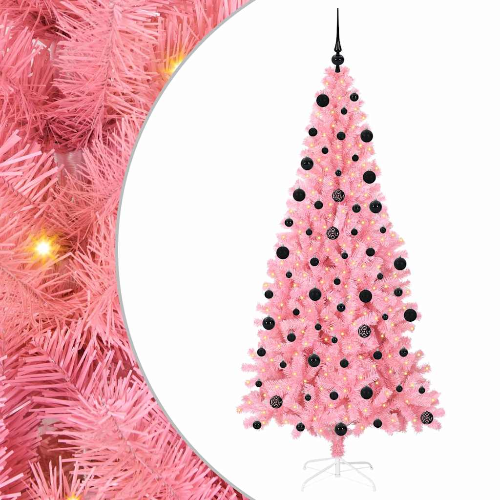 Weihnachtsbaum mit 300 LEDs mit Ständer Rosa 210 cm PVC