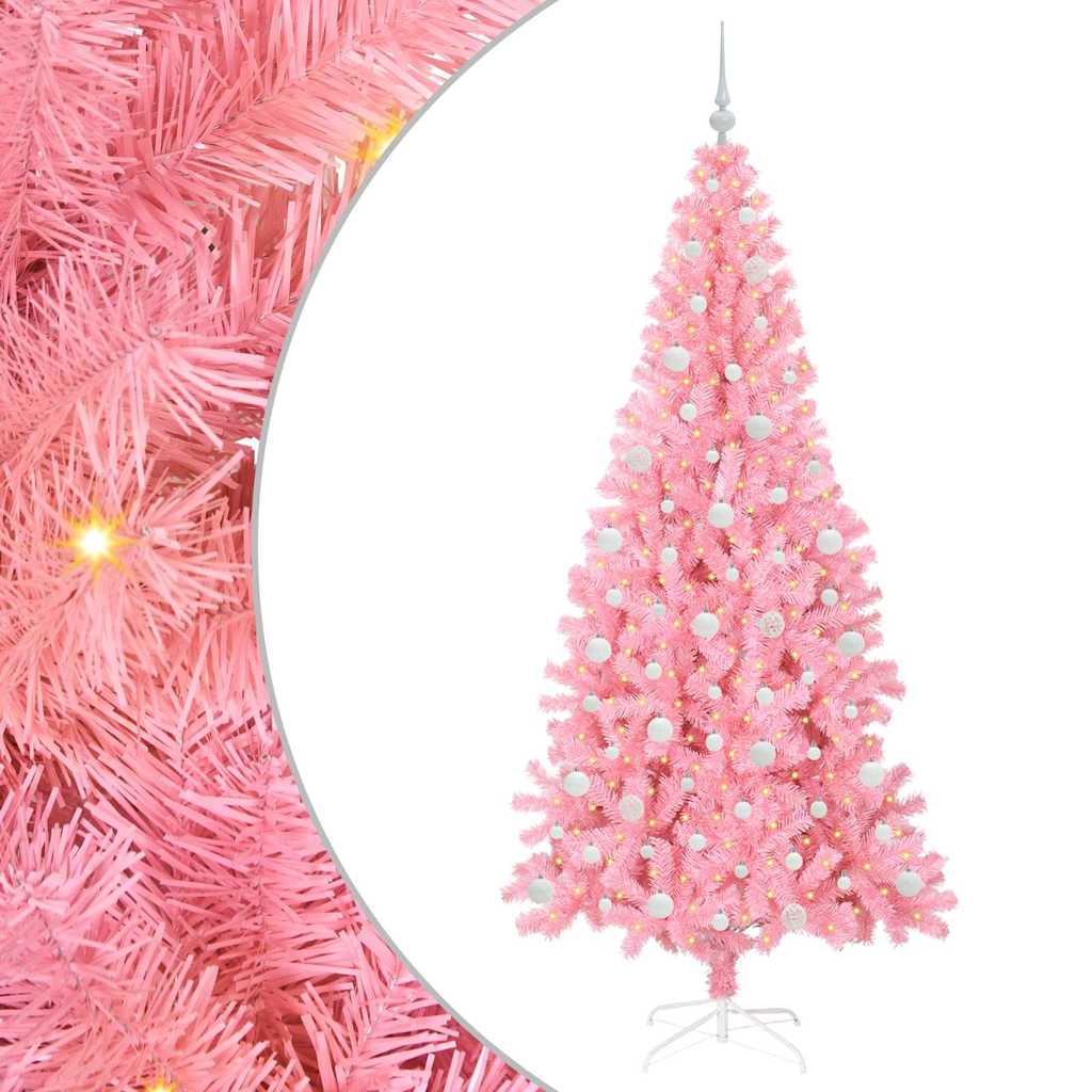 Weihnachtsbaum mit 300 LEDs mit Ständer Rosa 210 cm PVC