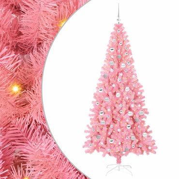 vidaXL Weihnachtsbaum mit 300 LEDs mit Ständer Rosa 210 cm PVC