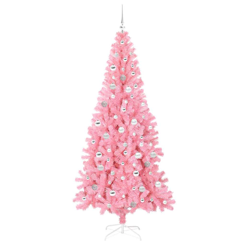 Weihnachtsbaum mit 300 LEDs mit Ständer Rosa 210 cm PVC