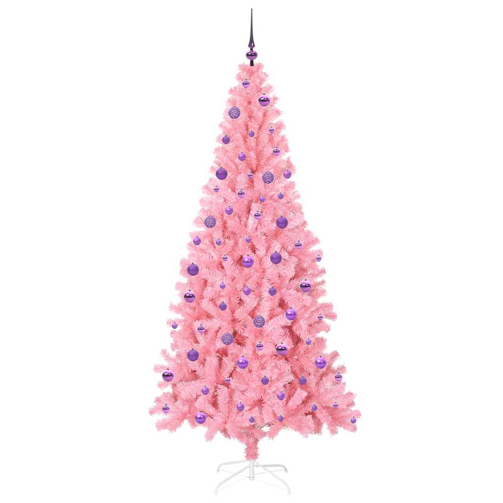 Weihnachtsbaum mit 300 LEDs mit Ständer Rosa 210 cm PVC