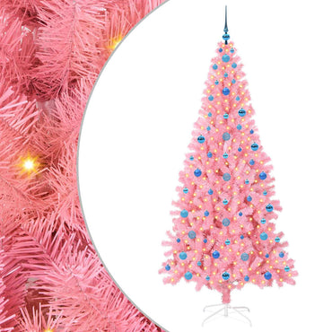 vidaXL Weihnachtsbaum mit 300 LEDs mit Ständer Rosa 210 cm PVC