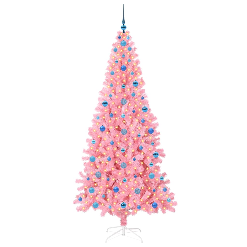 Weihnachtsbaum mit 300 LEDs mit Ständer Rosa 210 cm PVC