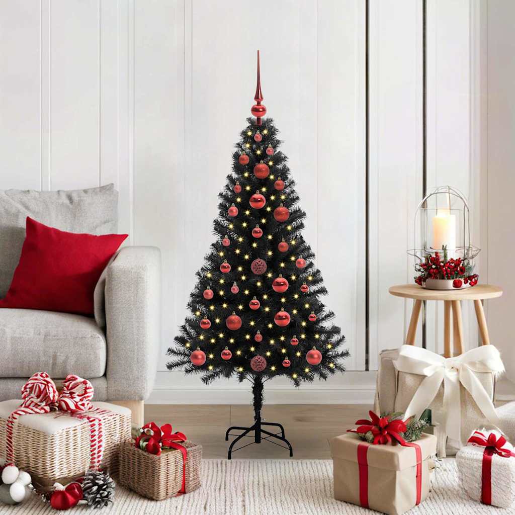 vidaXL Weihnachtsbaum mit 150 LEDs mit Ständer Schwarz 120 cm PVC