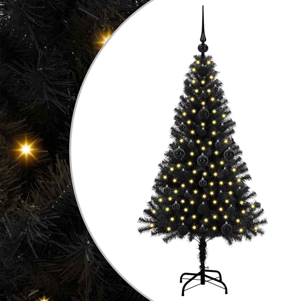 vidaXL Weihnachtsbaum mit 150 LEDs mit Ständer Schwarz 120 cm PVC