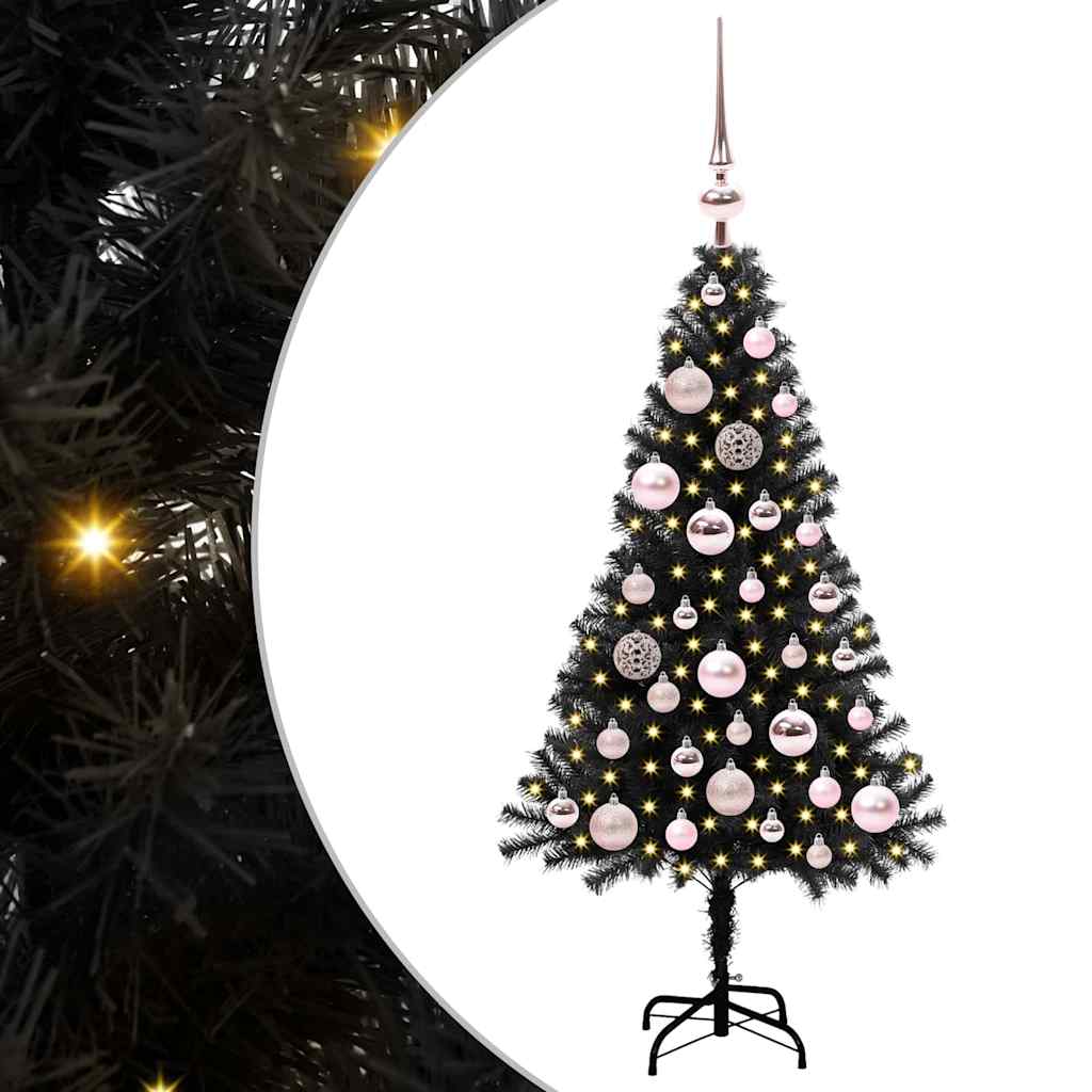 Weihnachtsbaum mit 150 LEDs mit Ständer Schwarz 120 cm PVC