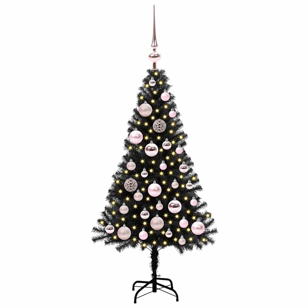 Weihnachtsbaum mit 150 LEDs mit Ständer Schwarz 120 cm PVC