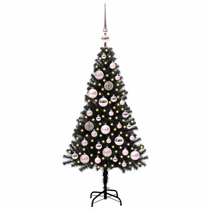 Weihnachtsbaum mit 150 LEDs mit Ständer Schwarz 120 cm PVC