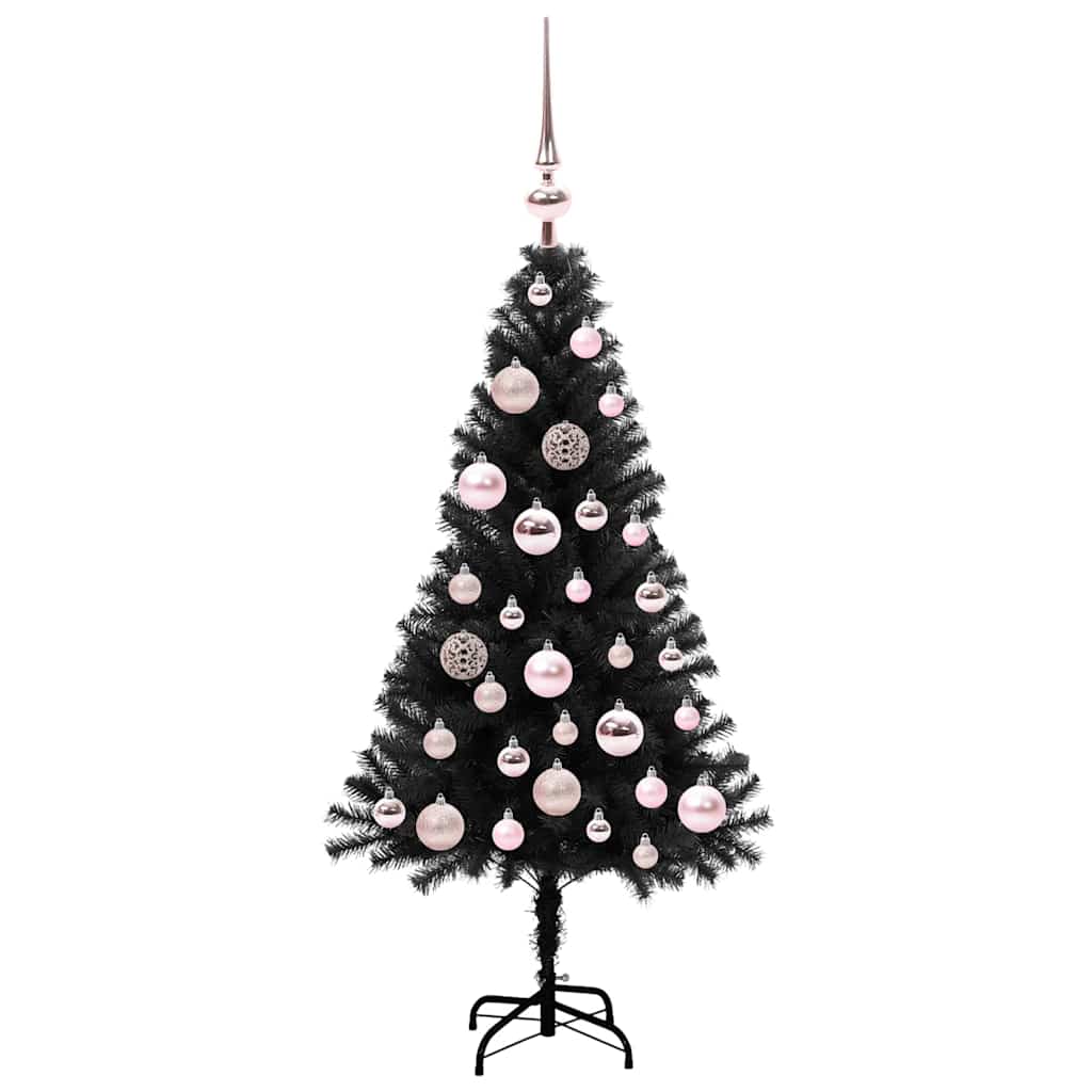 Weihnachtsbaum mit 150 LEDs mit Ständer Schwarz 120 cm PVC