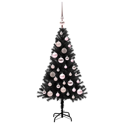 Weihnachtsbaum mit 150 LEDs mit Ständer Schwarz 120 cm PVC