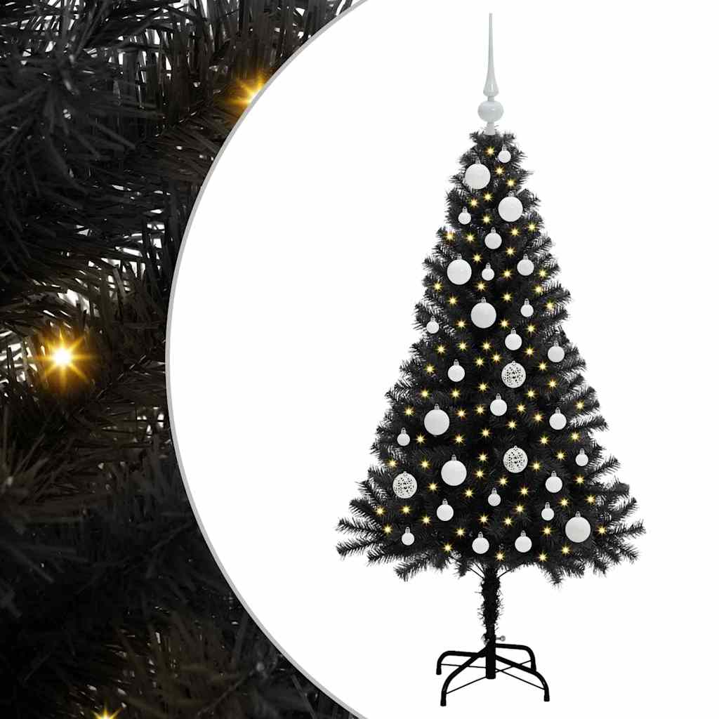 vidaXL Weihnachtsbaum mit 150 LEDs mit Ständer Schwarz 120 cm PVC
