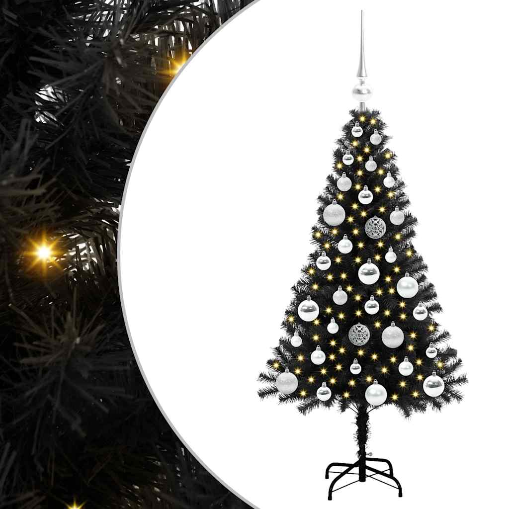 Weihnachtsbaum mit 150 LEDs mit Ständer Schwarz 120 cm PVC