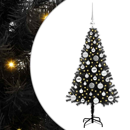 Weihnachtsbaum mit 150 LEDs mit Ständer Schwarz 120 cm PVC