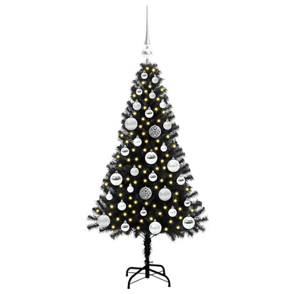 Weihnachtsbaum mit 150 LEDs mit Ständer Schwarz 120 cm PVC