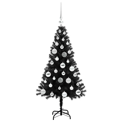 Weihnachtsbaum mit 150 LEDs mit Ständer Schwarz 120 cm PVC