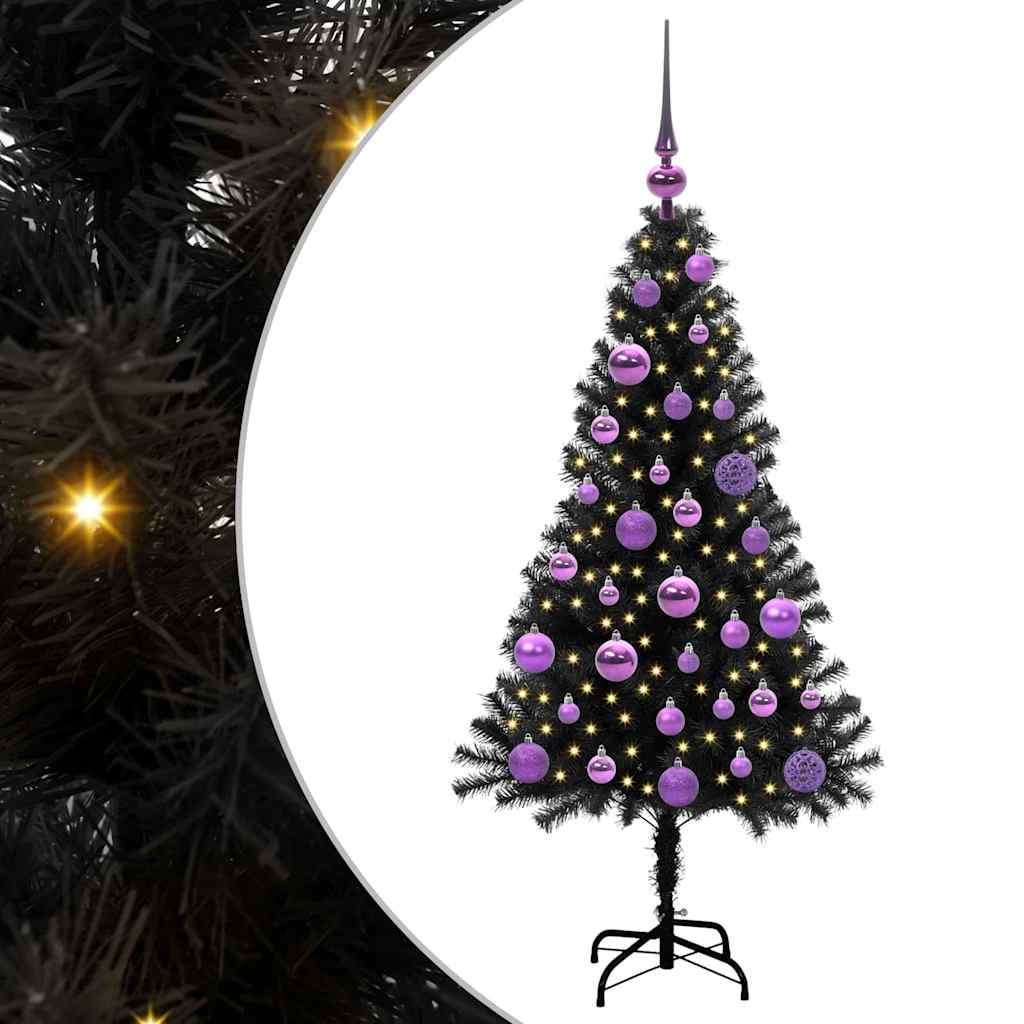 Weihnachtsbaum mit 150 LEDs mit Ständer Schwarz 120 cm PVC