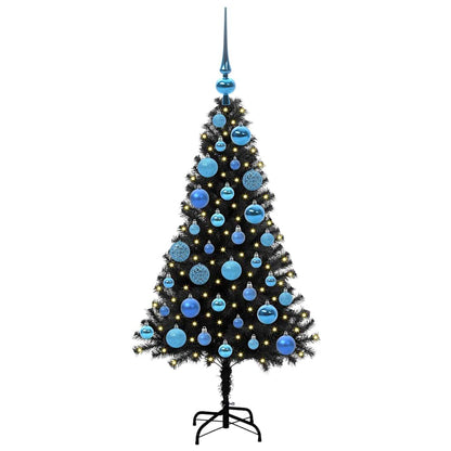 Weihnachtsbaum mit 150 LEDs mit Ständer Schwarz 120 cm PVC
