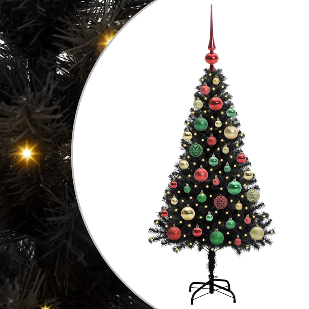 Weihnachtsbaum mit 150 LEDs mit Ständer Schwarz 120 cm PVC