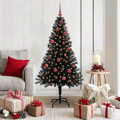 vidaXL Sapin de Noël avec 150 LED et support Noir 150 cm PVC