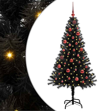 vidaXL Sapin de Noël avec 150 LED et support Noir 150 cm PVC