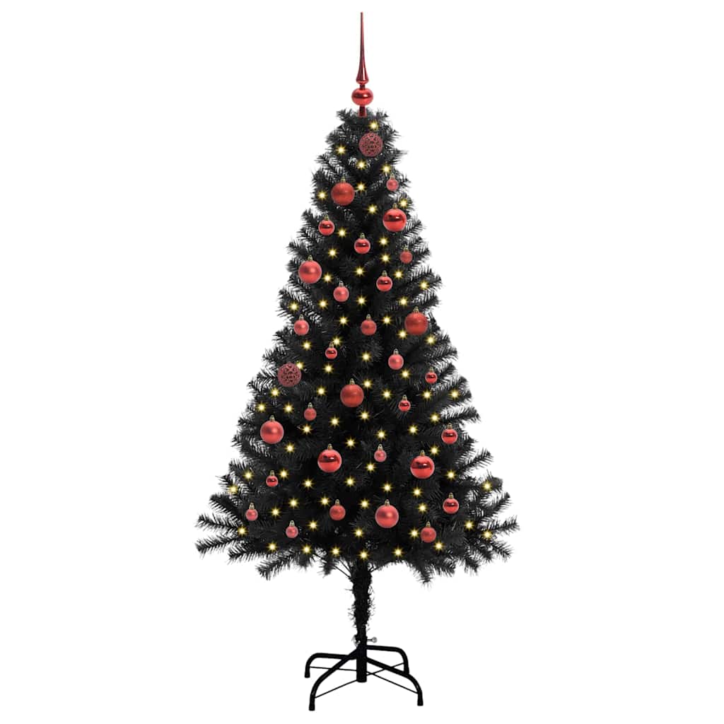 vidaXL Sapin de Noël avec 150 LED et support Noir 150 cm PVC
