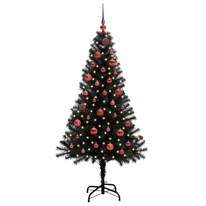 vidaXL Sapin de Noël avec 150 LED et support Noir 150 cm PVC