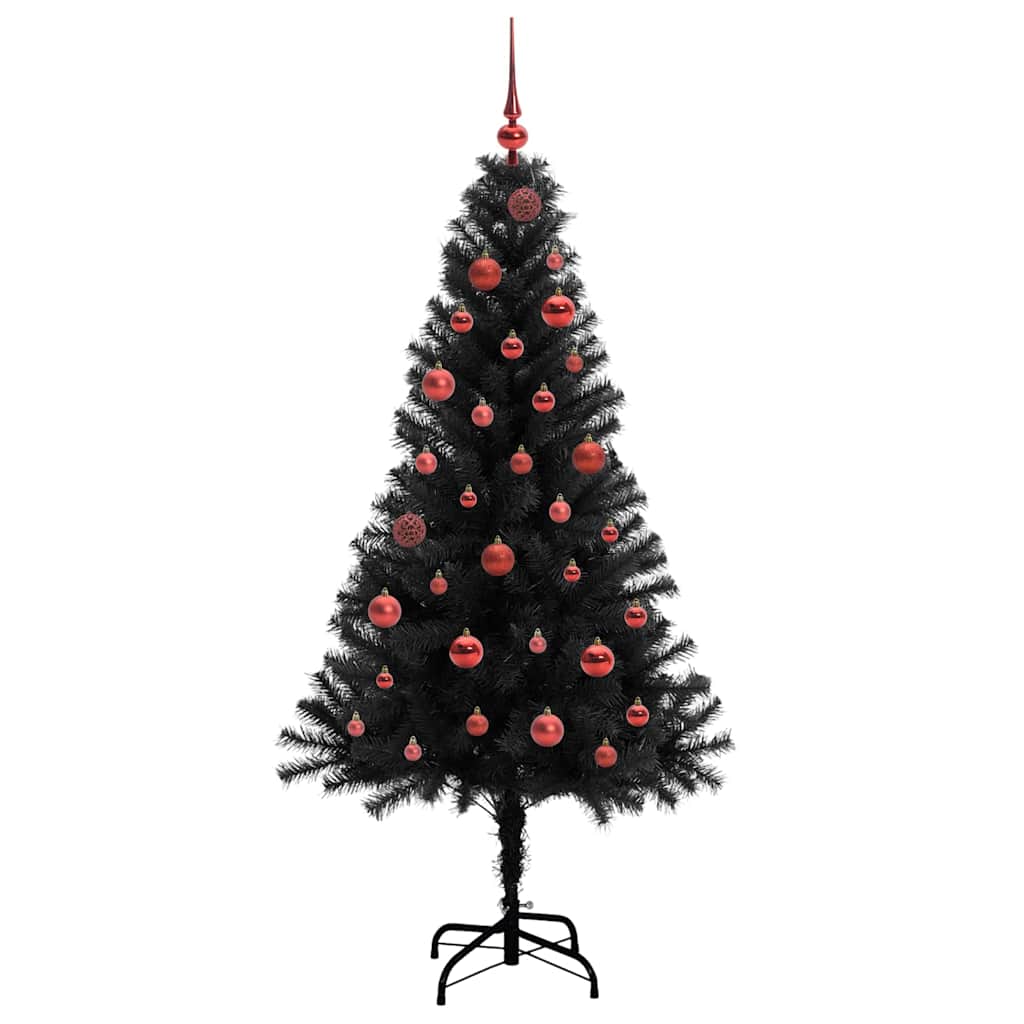 vidaXL Sapin de Noël avec 150 LED et support Noir 150 cm PVC