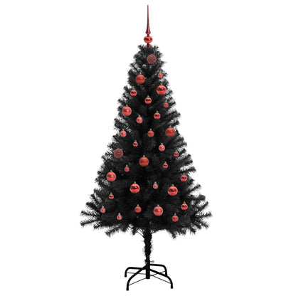 vidaXL Sapin de Noël avec 150 LED et support Noir 150 cm PVC