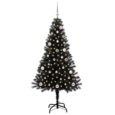 vidaXL Sapin de Noël avec 150 LED et support Noir 150 cm PVC
