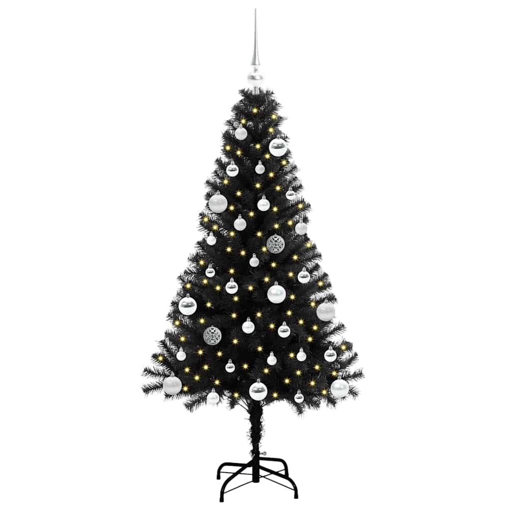 Weihnachtsbaum mit 150 LEDs mit Ständer Schwarz 150 cm PVC