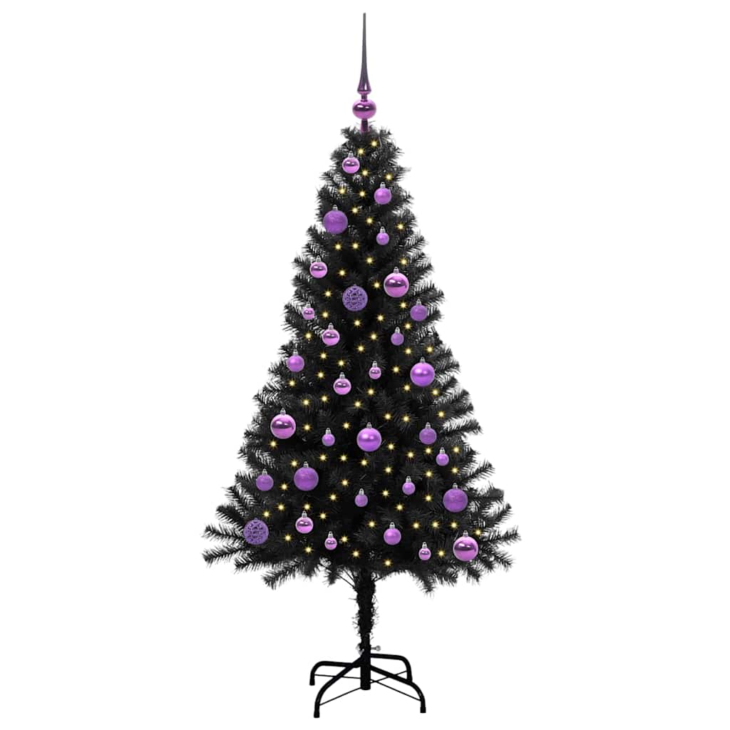 Weihnachtsbaum mit 150 LEDs mit Ständer Schwarz 150 cm PVC