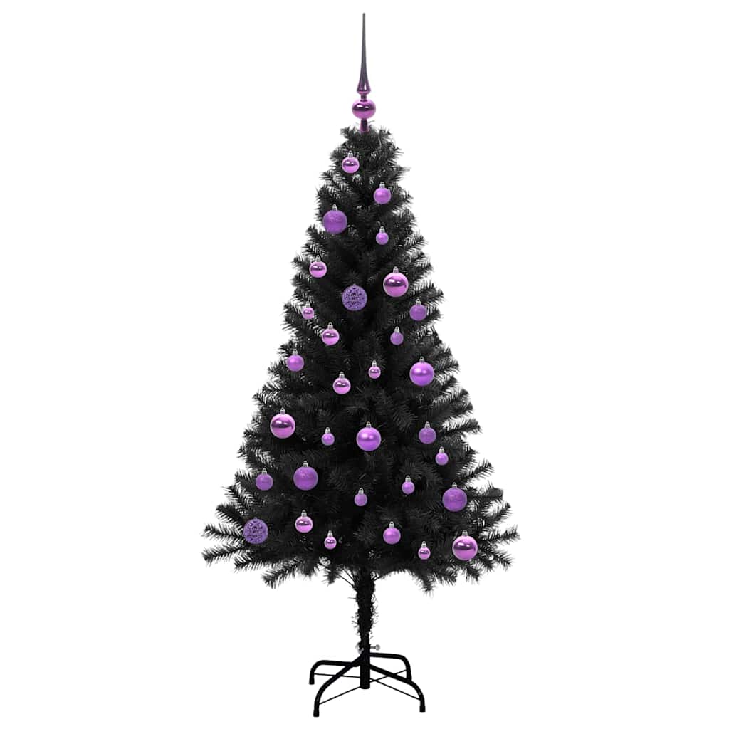 Weihnachtsbaum mit 150 LEDs mit Ständer Schwarz 150 cm PVC