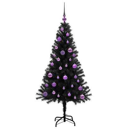 Weihnachtsbaum mit 150 LEDs mit Ständer Schwarz 150 cm PVC